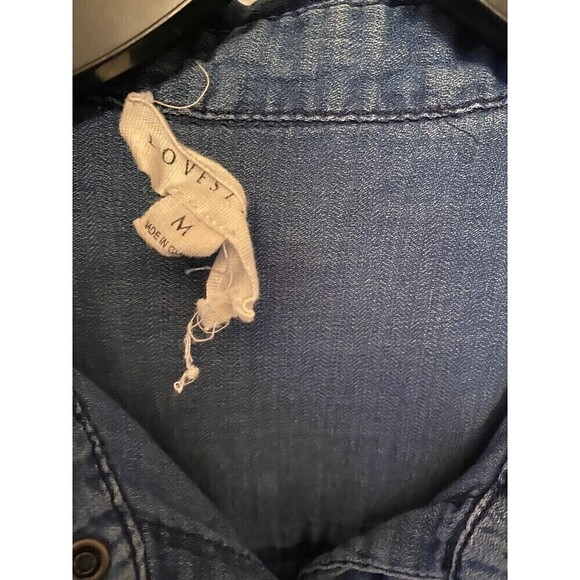 Love Stitch Denim Pearl Snap-down Shirt. Sz.M - Picture 3 of 5